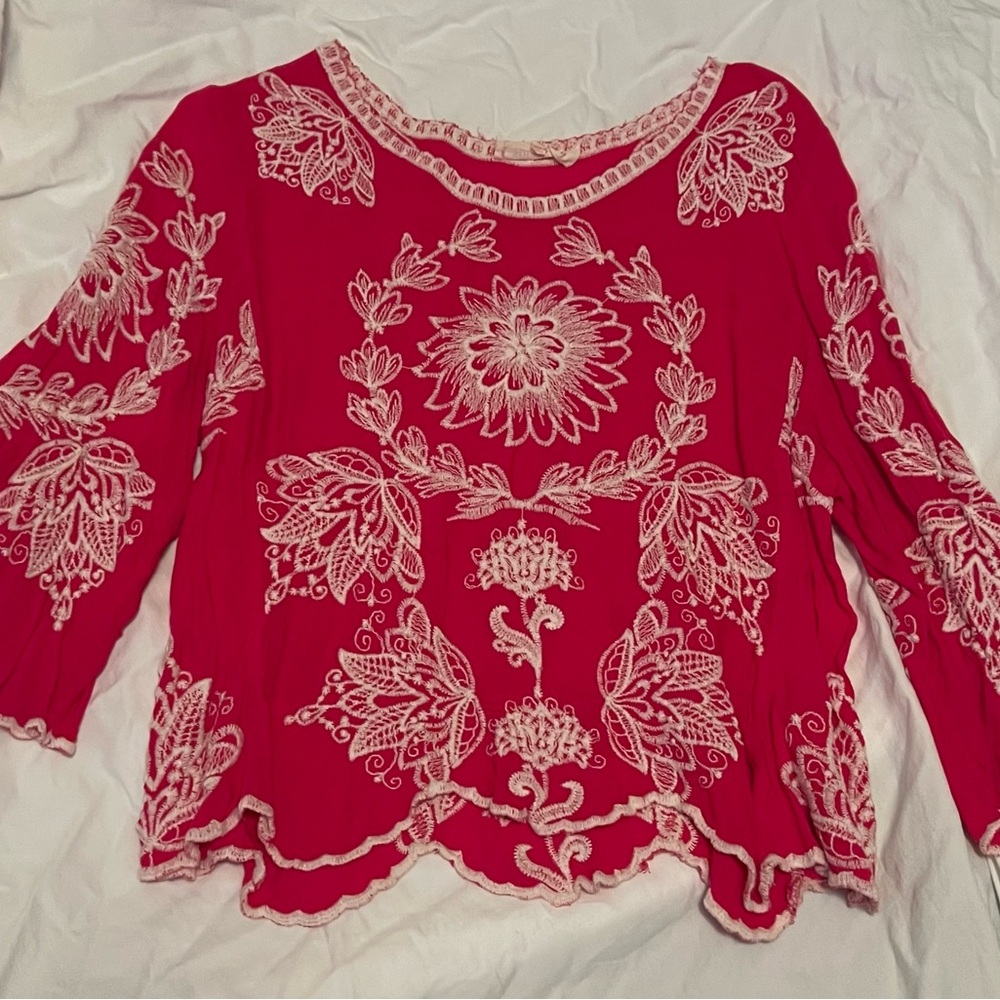 Embroidered Pink Women's Top
